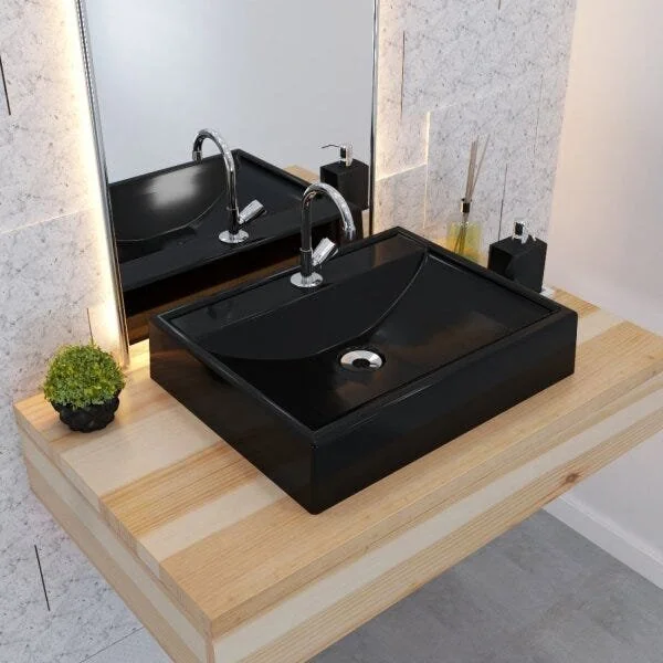 Kit Cuba Rt49 Torneira C50 E Válvula 1 Polegada Abs E Sifão Flexível Pvc Compace Preto