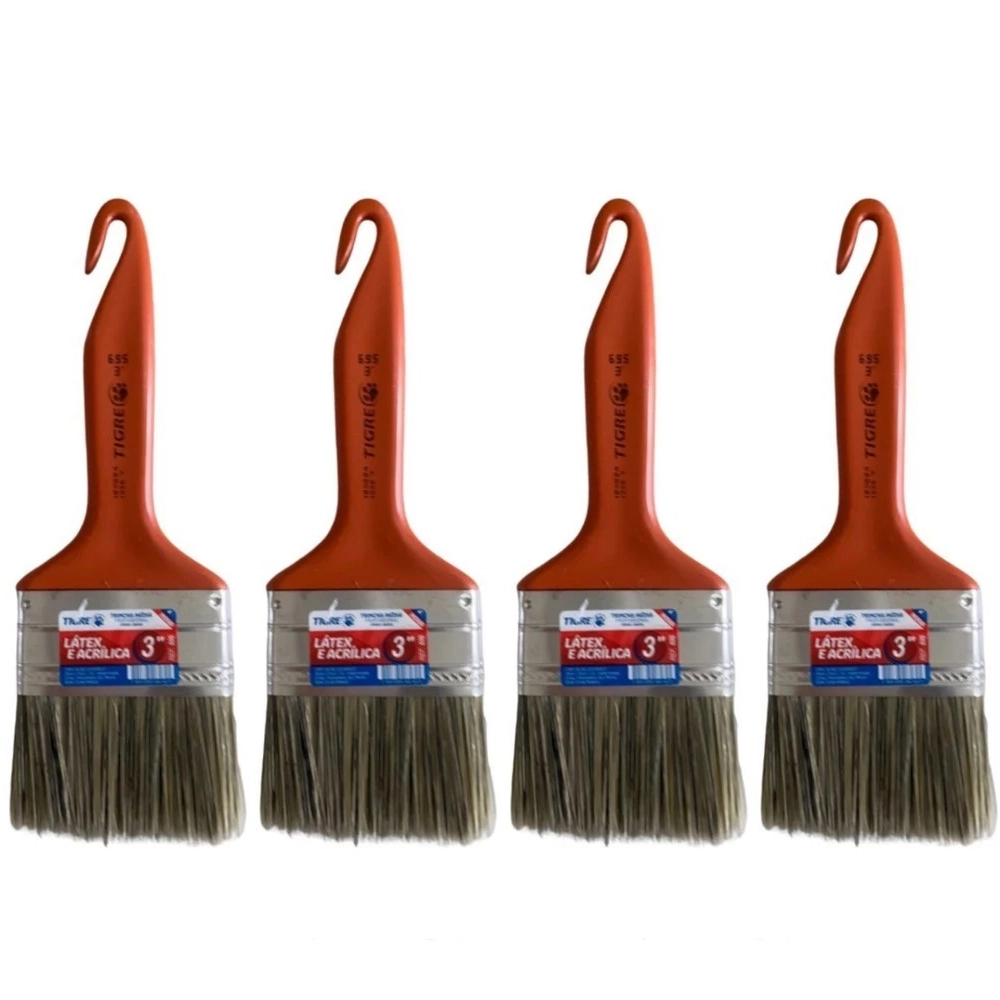 Kit 4 Trincha Pincel P/ Pintura Látex Acrílica 3 Tigre