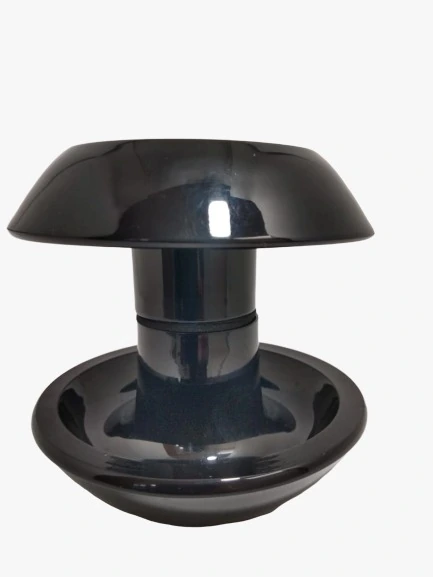 Puxador Duplo Redondo De Resina Para Porta De Vidro Preto Grande