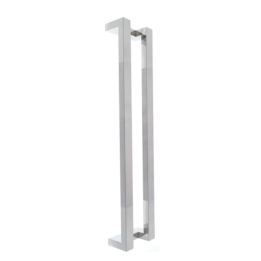 Puxador Inox Para Porta Madeira E Vidro Retangular Em L 1,50m H13