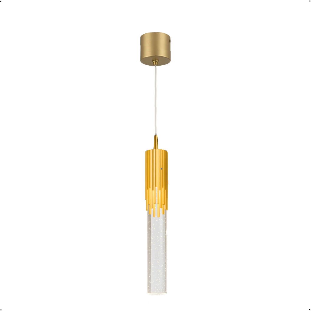 Pendente Moderno Tubo Dourado 33cm Led 3w 3 Em 1 Bivolt 15767-pl