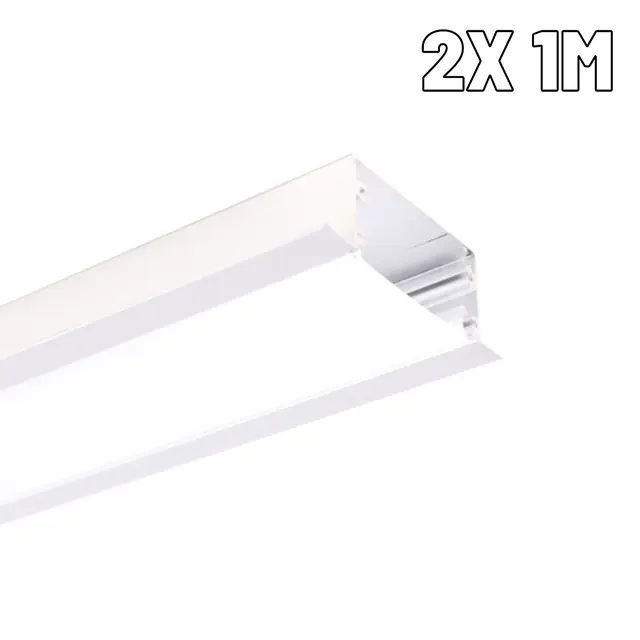 Perfil De Led 40mm Embutir Branco 2x1m Sem Led