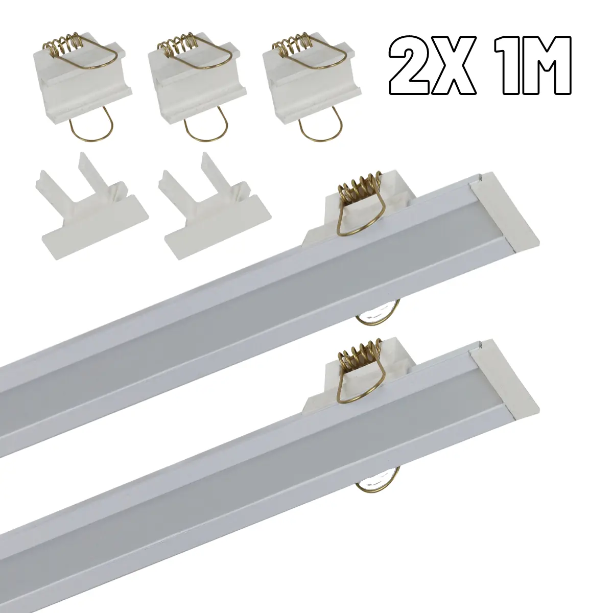 Perfil De Led 30mm Embutir Branco Kit 2x 1m Sem Led