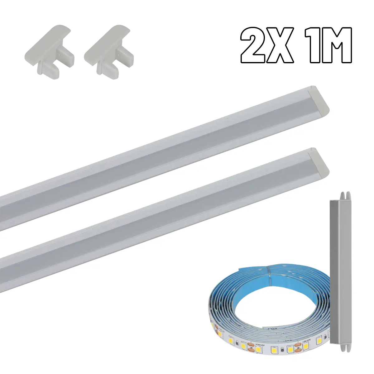 Perfil De Led Slim 20mm Embutir Marcenaria Branco Kit 2x 1m C Led 3.000k 20w Biv
