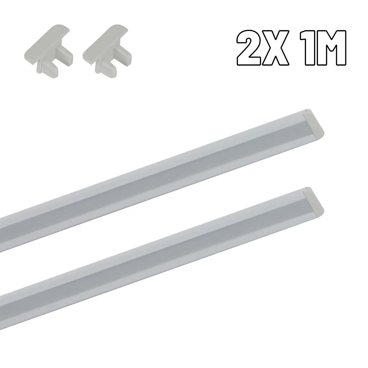 Perfil De Led Slim 20mm Embutir Marcenaria Branco Kit 2x 1m Sem Led