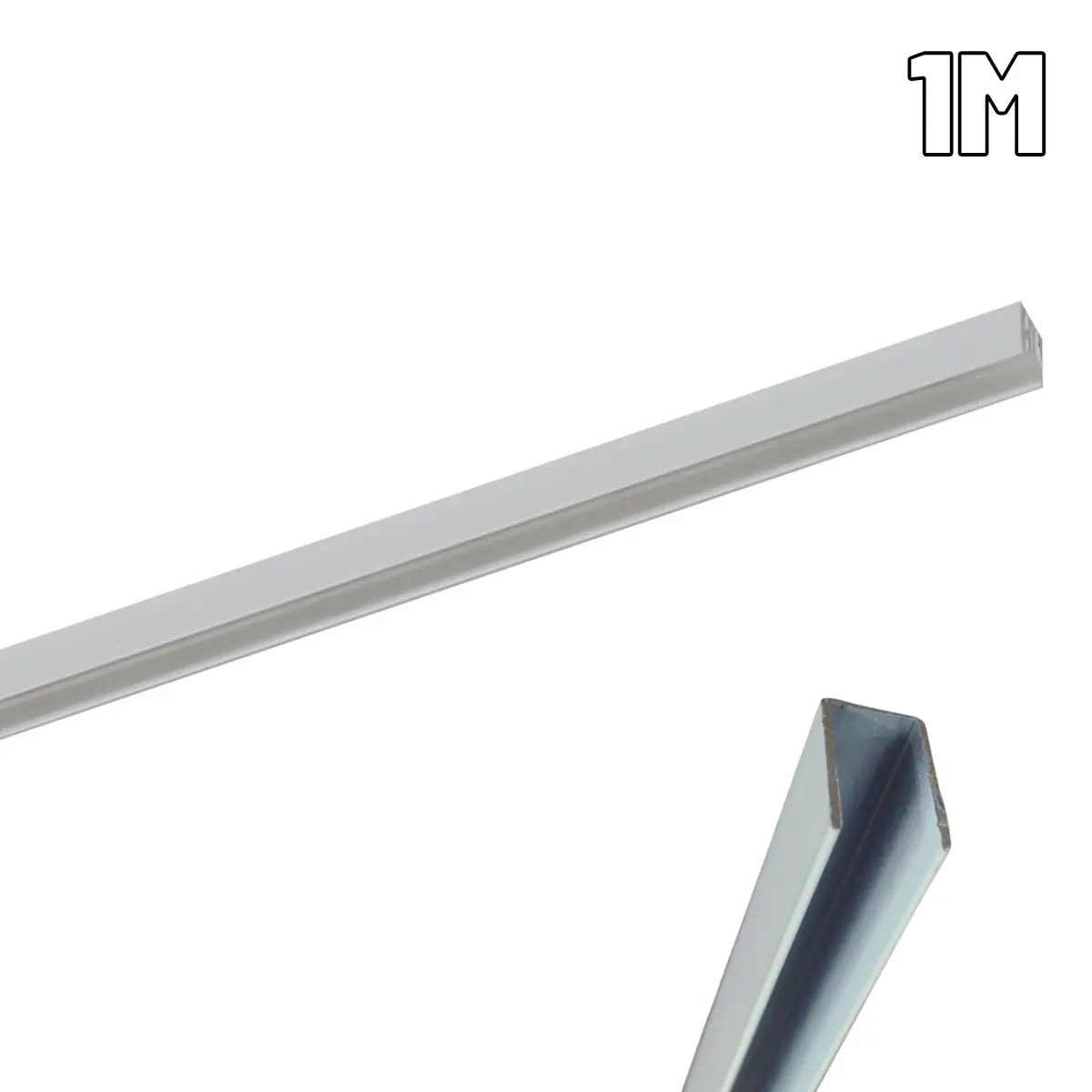 Perfil De Alumínio 8mm Para Fita Neon De Led Branco 1m Embutir Ou Sobrepor Sem Neon