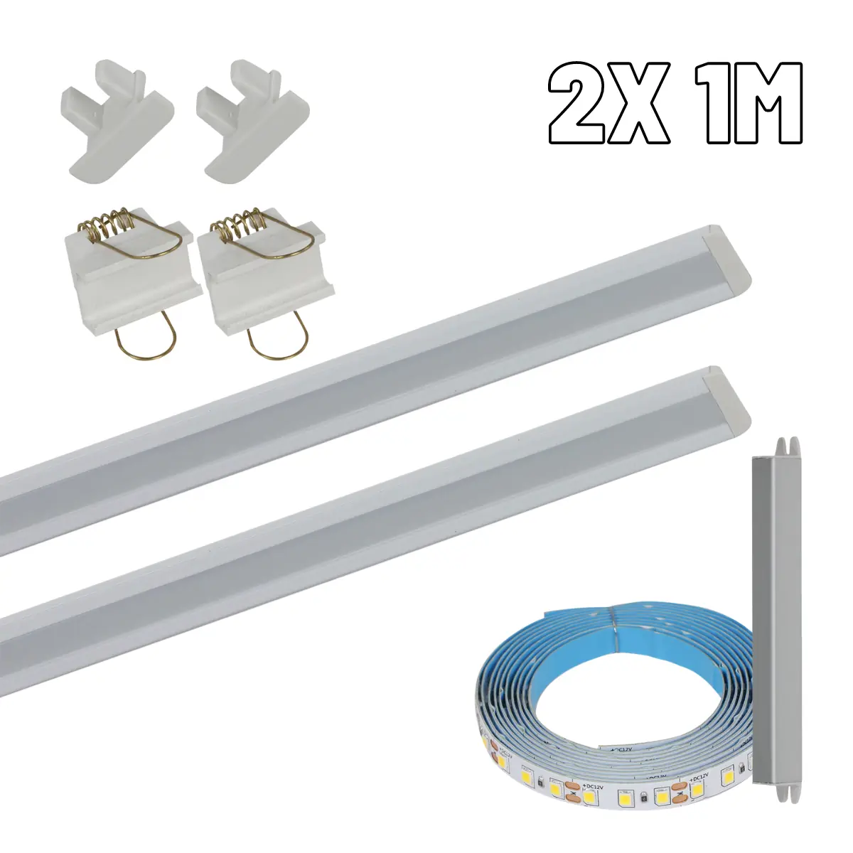 Perfil De Led Slim 20mm Embutir Gesso Branco Kit 2x 1m Com Led 3.000k 20w Biv