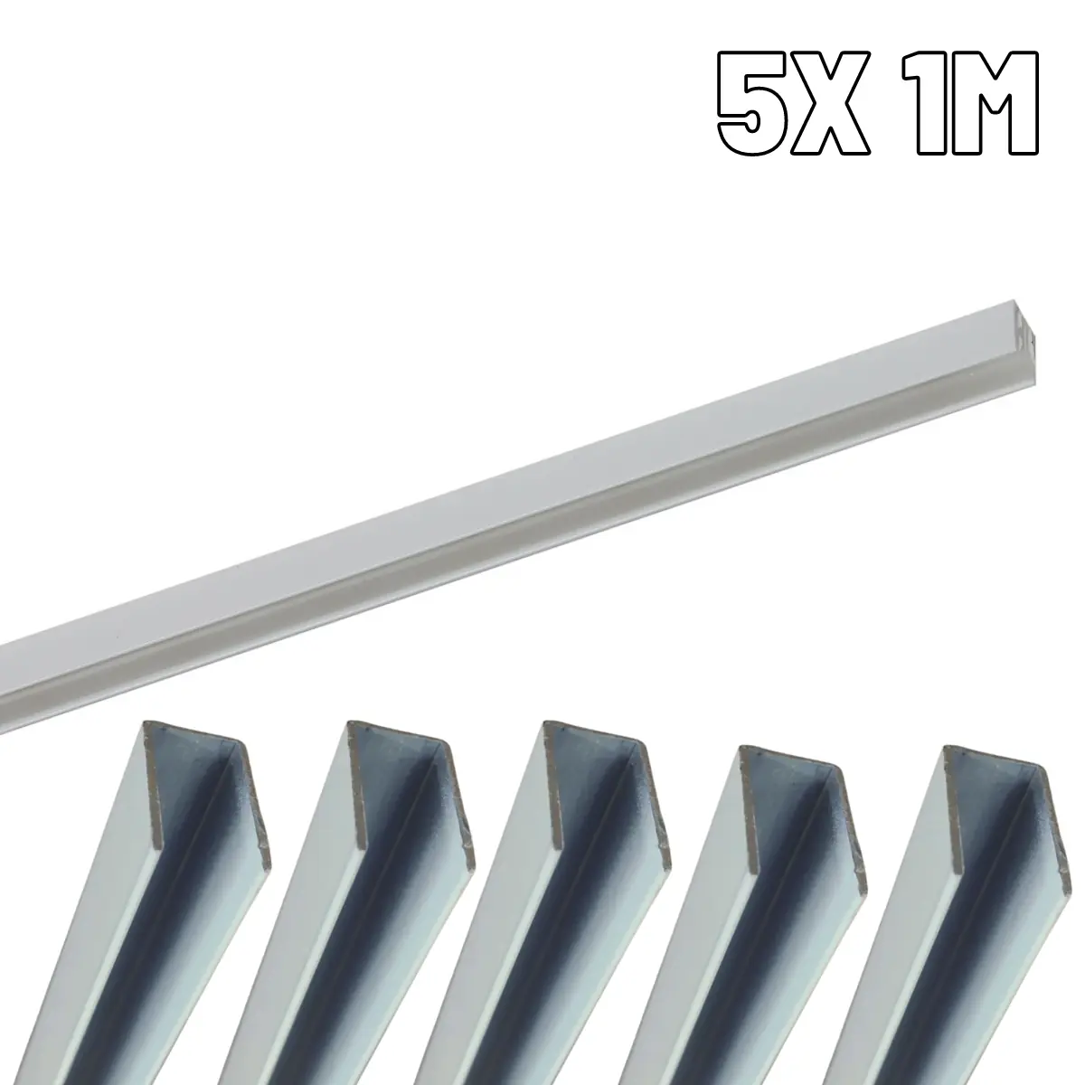 Perfil De Alumínio 8mm Para Fita Neon De Led Branco Embutir Ou Sobrepor Kit 5x 1m