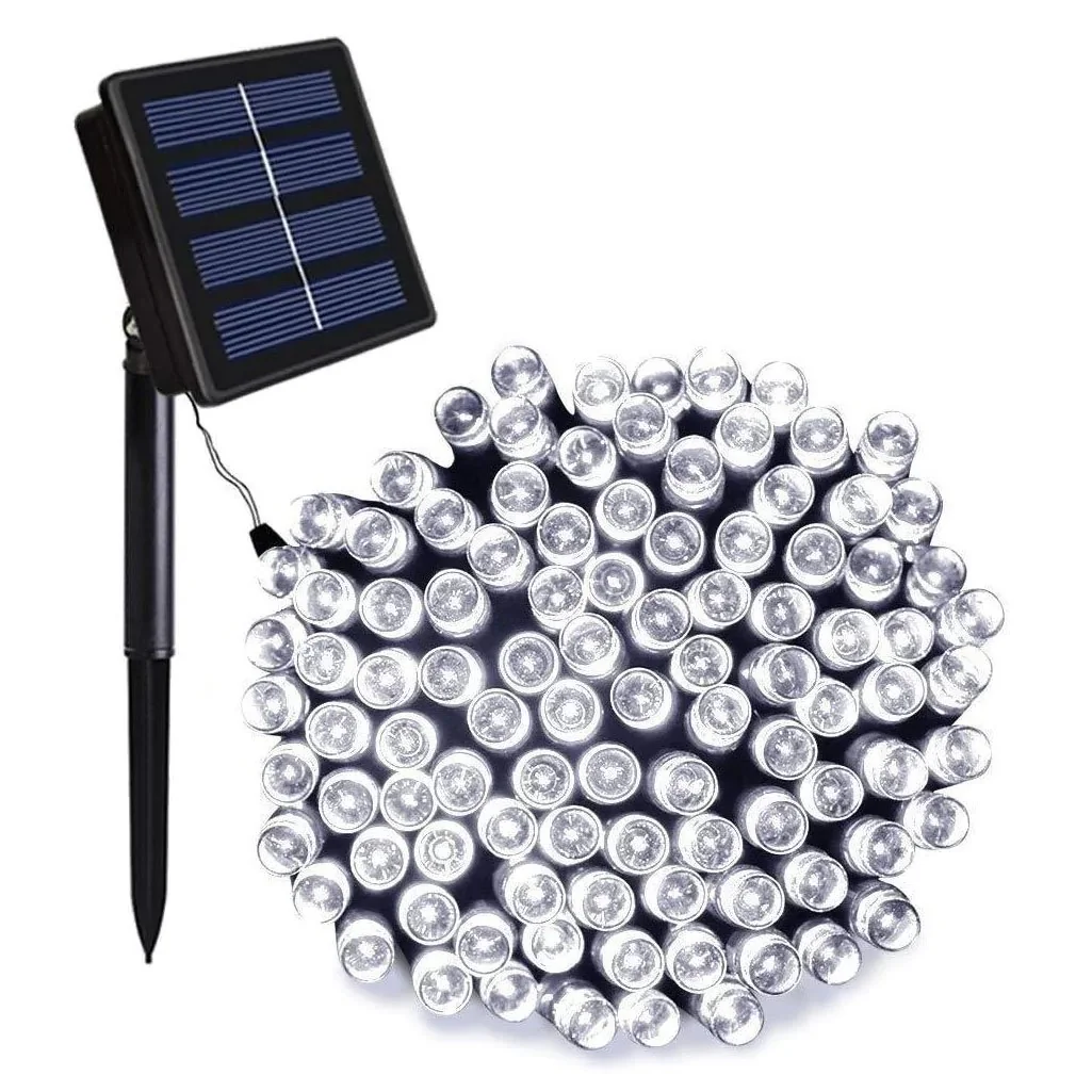 Pisca Cordão Solar Natal Led 200 Lâmpadas Luz Branca 15,92m 8 Funções