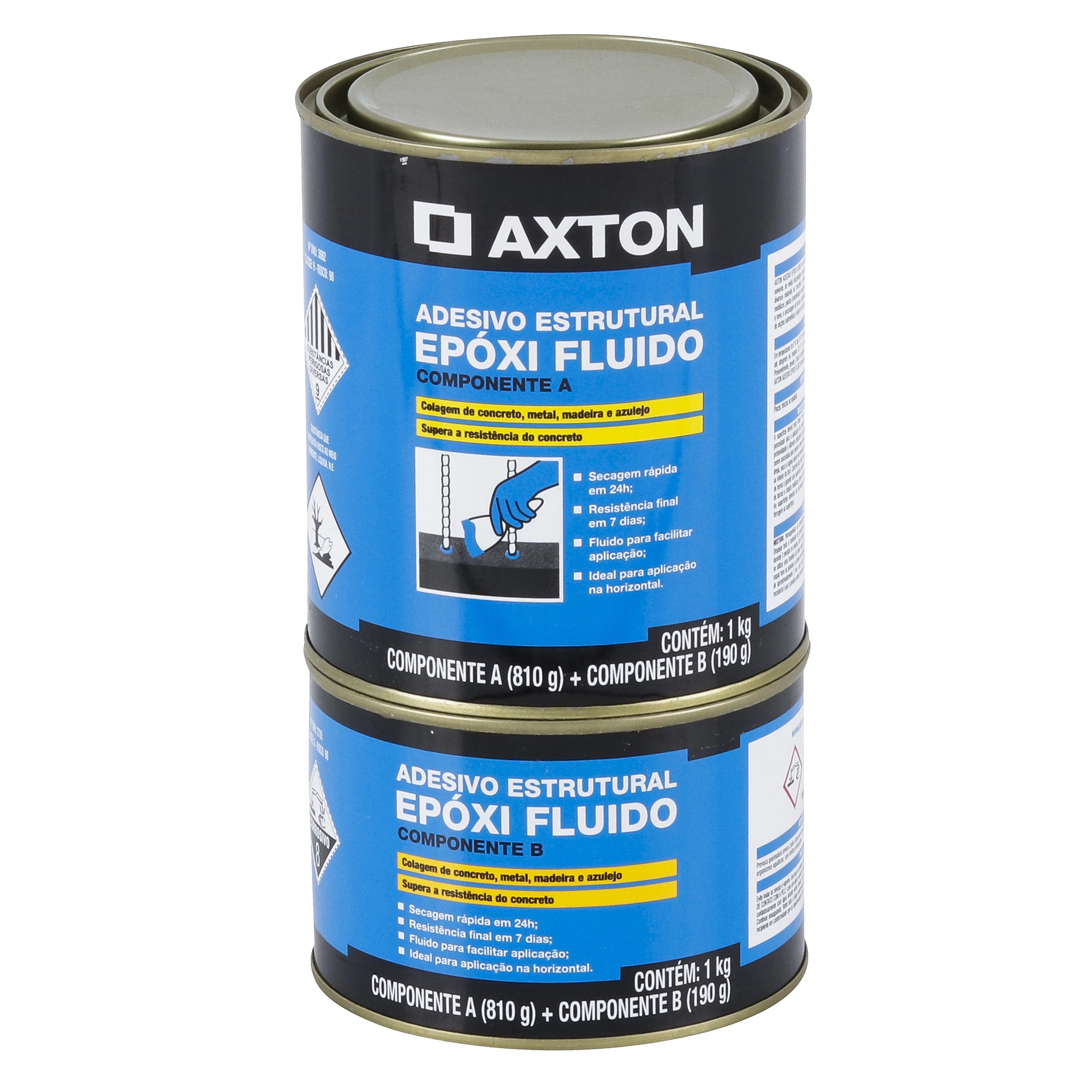 Adesivo Estrutural Impermeabilizante Axton Epóxi Fluído 1kg Cinza