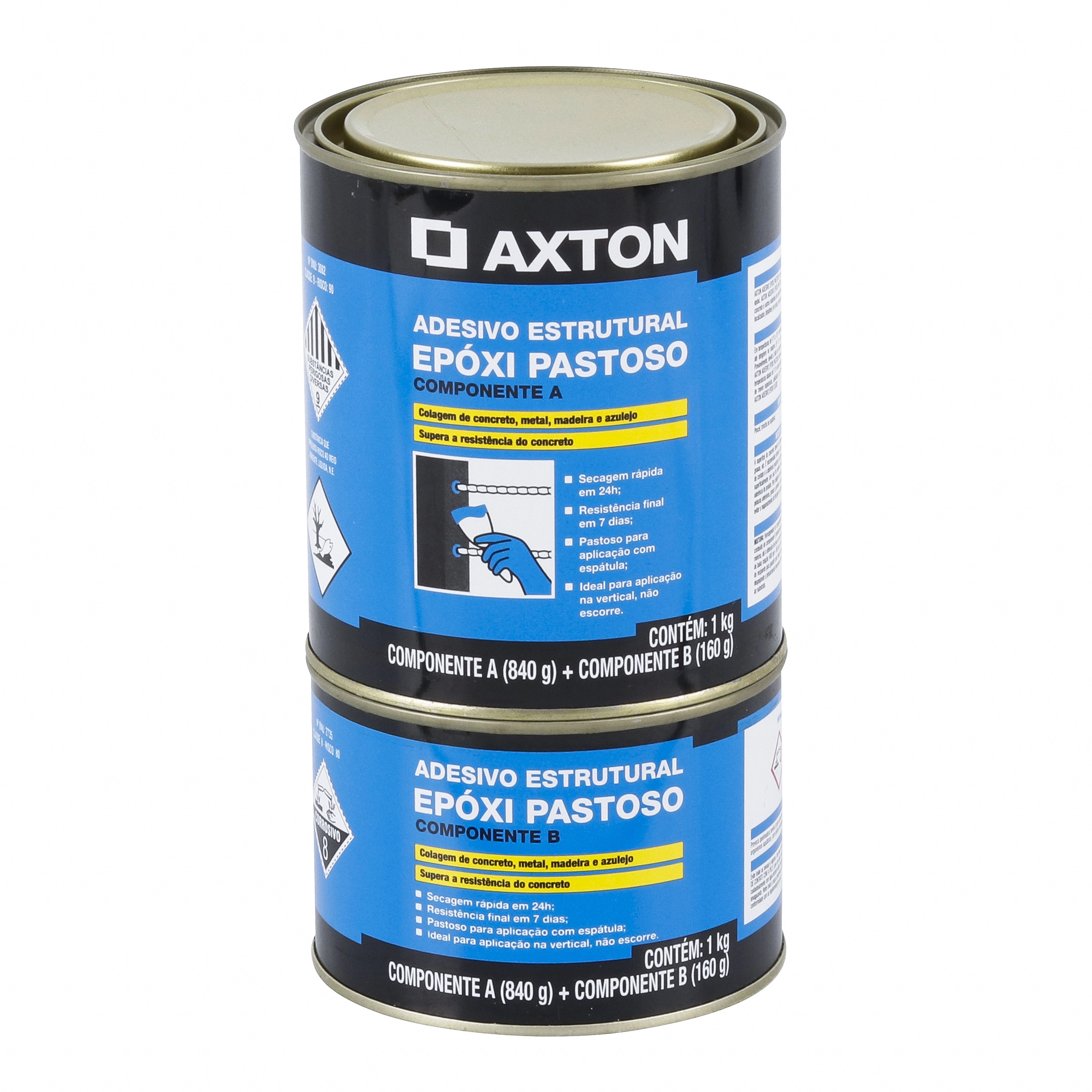 Adesivo Estrutural Impermeabilizante Axton Epóxi Pastoso 1kg Cinza