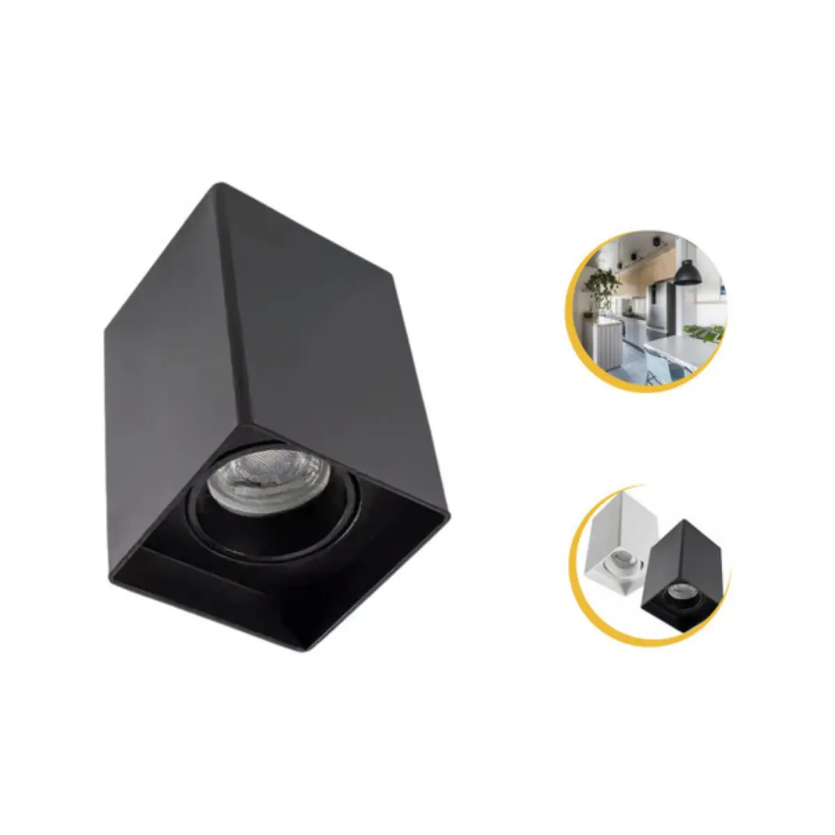 Kit 10 Spot De Sobrepor Quadrat C/10 Lâmpada Led Mr16 - Preto - Branco Neutro