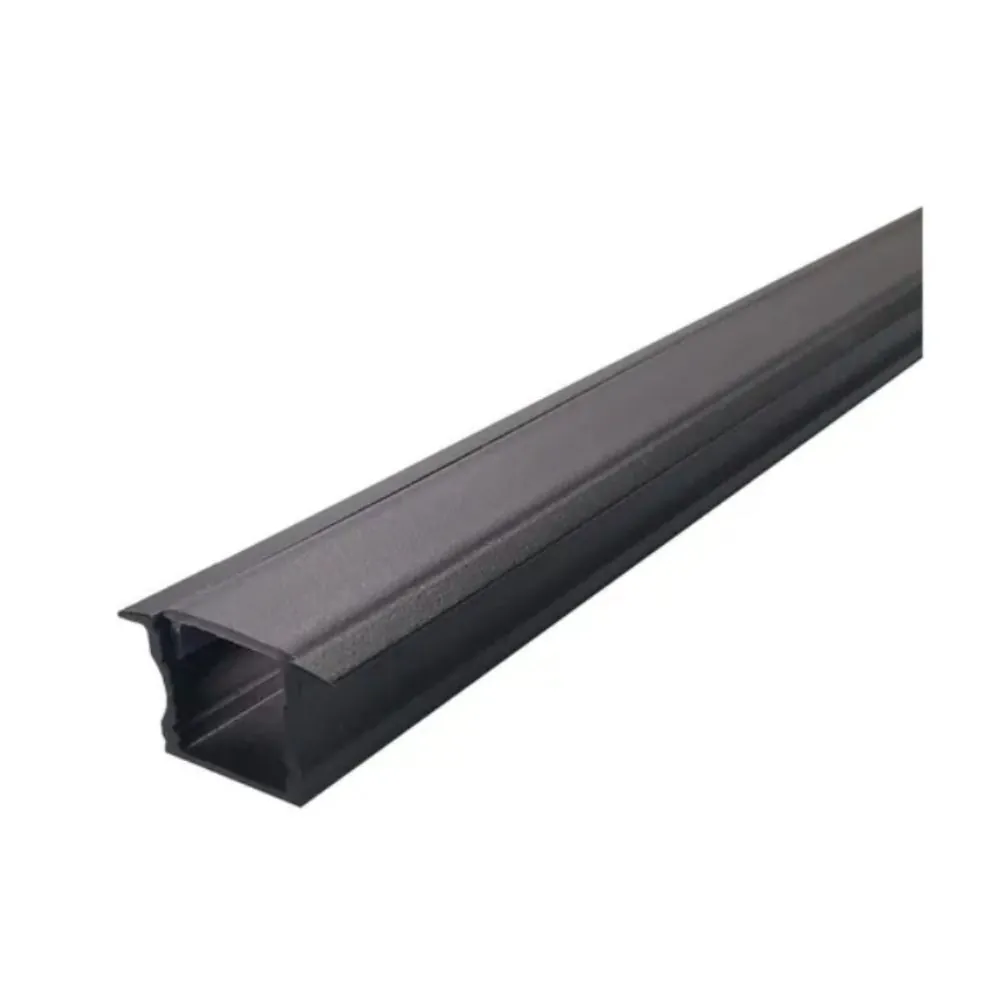 Perfil Embutir Para Fita Led 2 Metros Preto Difusor Fumê