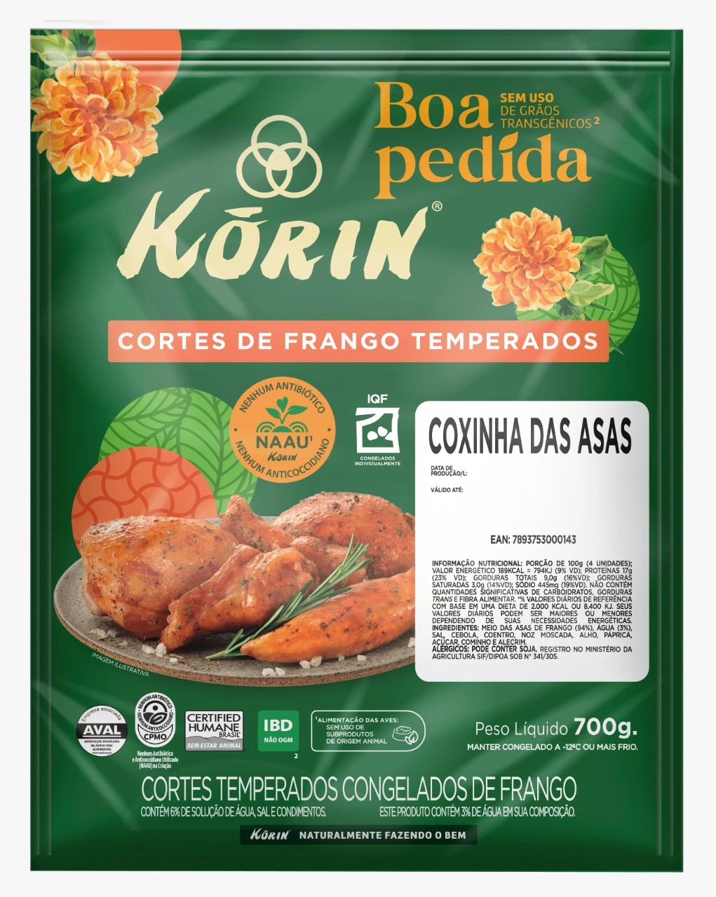 Coxinha Da Asa De Frango Congelada Temperada Korin Boa Pedida 700g