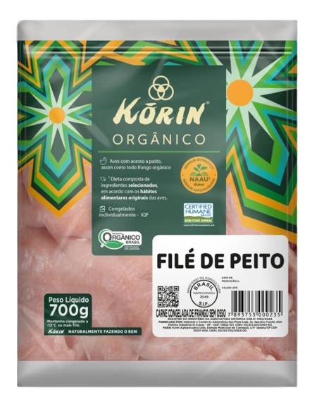 Filé De Peito De Frango Congelado Orgânico Sem Osso Korin 700g