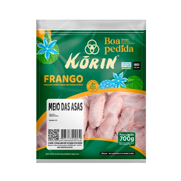 Meio Da Asa De Frango Congelada Korin Boa Pedida 700g