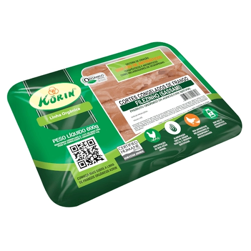 Filezinho Sassami De Frango Congelado Orgânico Sem Pele Sem Osso Korin 600g