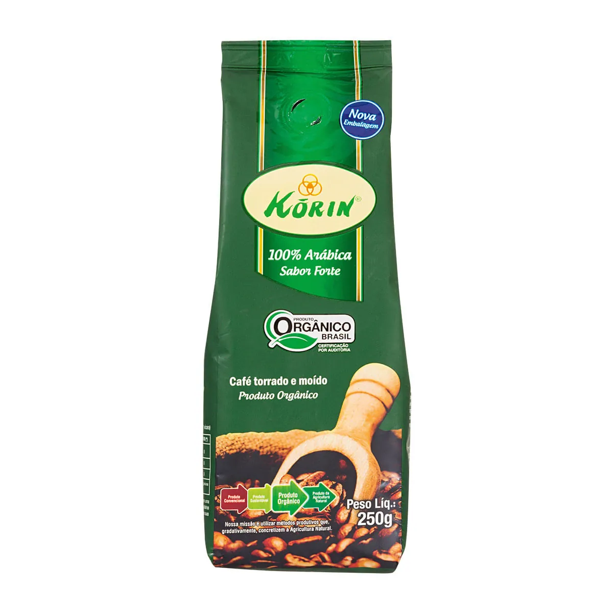 Café Torrado E Moído Orgânico Forte Korin Pacote 250g