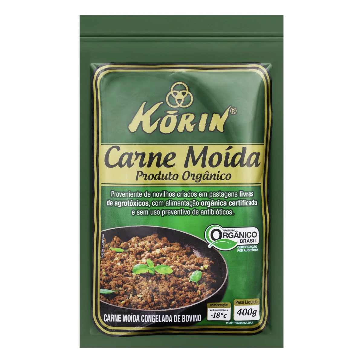 Carne Bovina Moída Congelada Orgânica Korin 400g