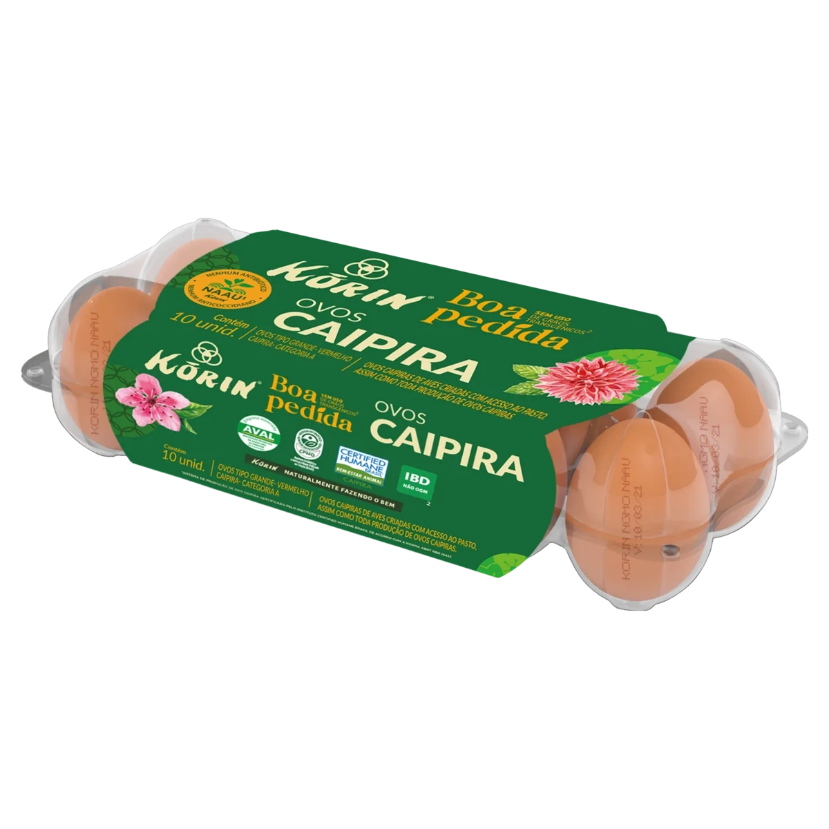 Ovos Caipira Grande Korin Bandeja 10 Unidades