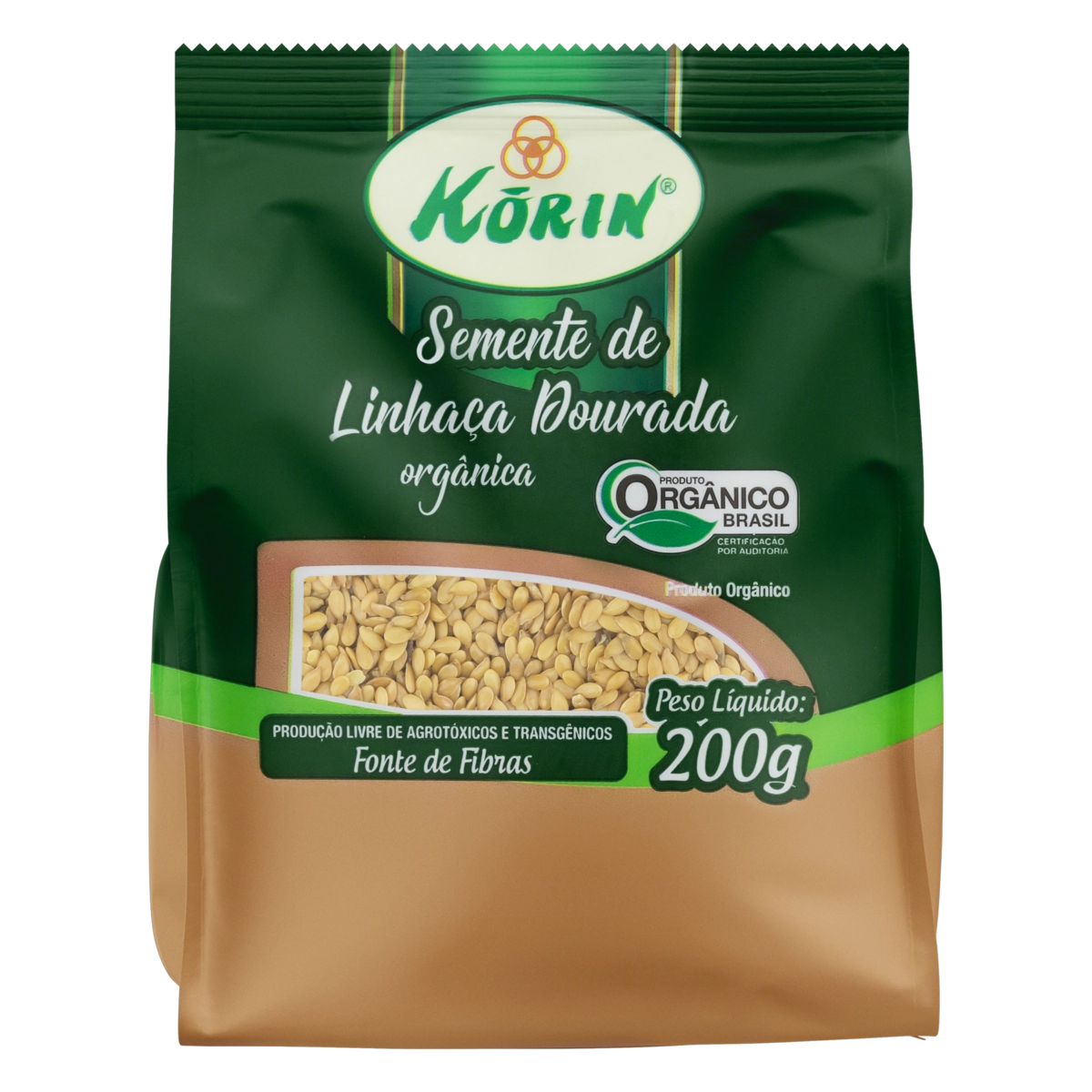 Linhaça Dourada Orgânica Korin Pacote 200g