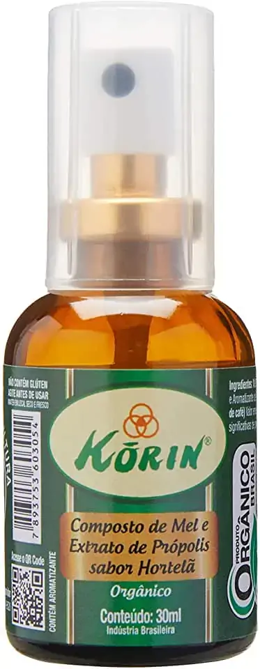 Composto De Mel E Extrato De Própolis Orgânico Hortelã Korin Frasco 30ml