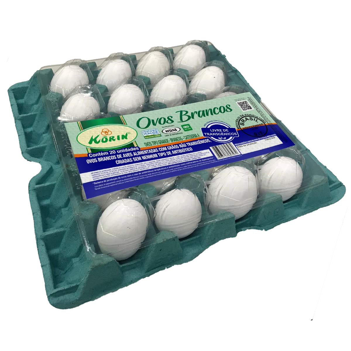 Ovos Brancos Grande Korin Bandeja 20 Unidades
