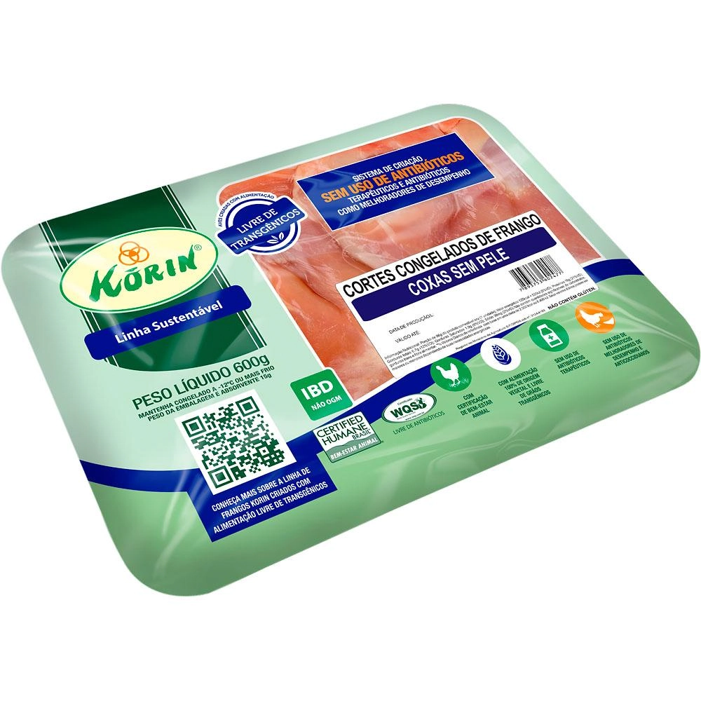 Coxa De Frango Resfriada Sem Pele Korin Livre De Transgênico 600g