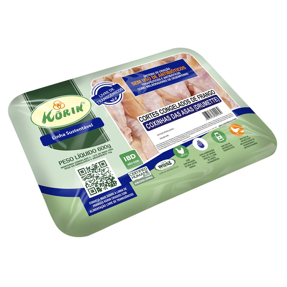 Coxinha Da Asa De Frango Resfriada Korin Livre De Transgênico 600g