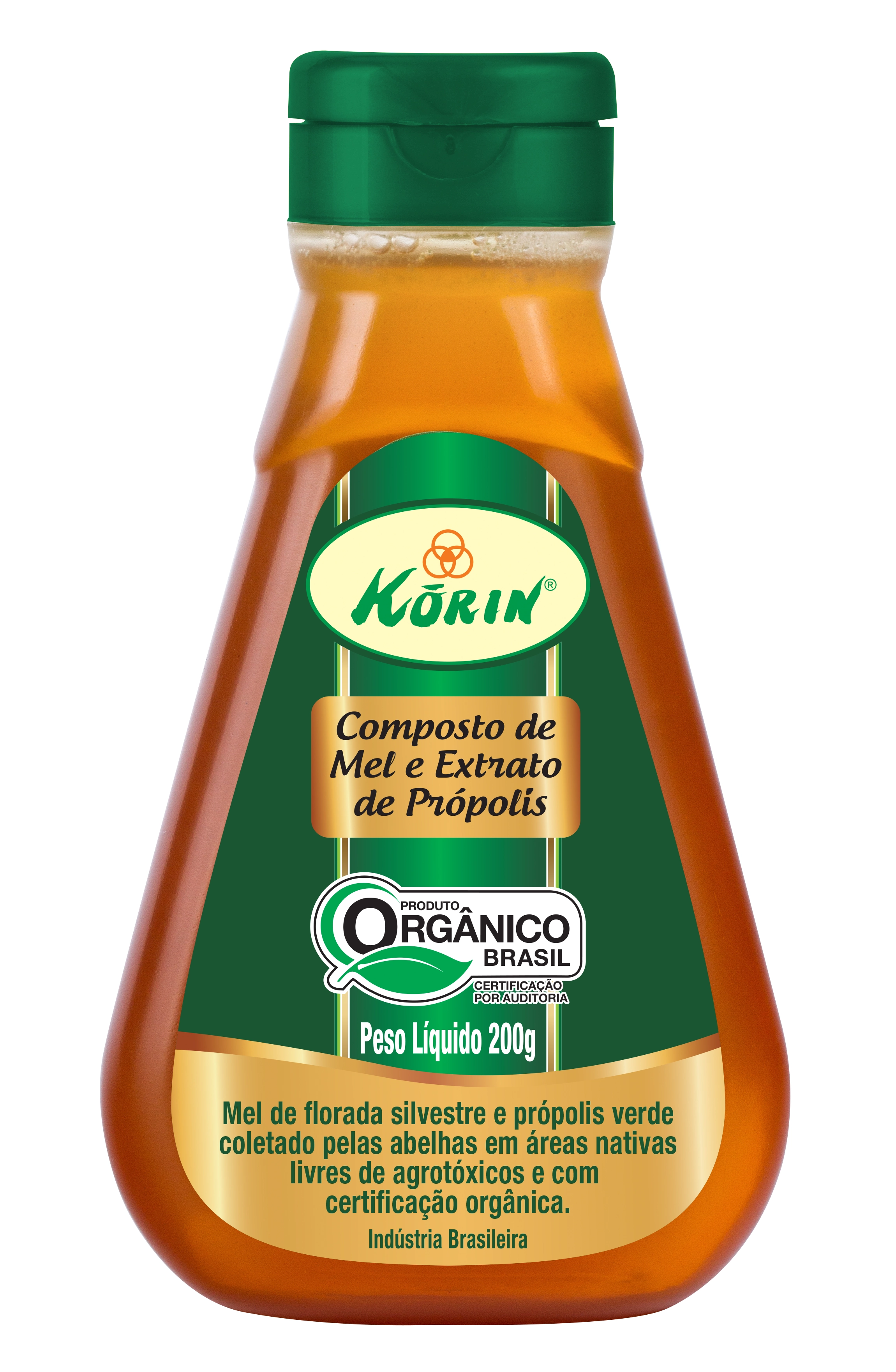 Composto De Mel Com Extrato De Própolis Orgânico Korin Squeeze 200g