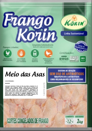 Meio Da Asa De Frango Congelada Korin Sustentável Livre De Transgênicos 1kg
