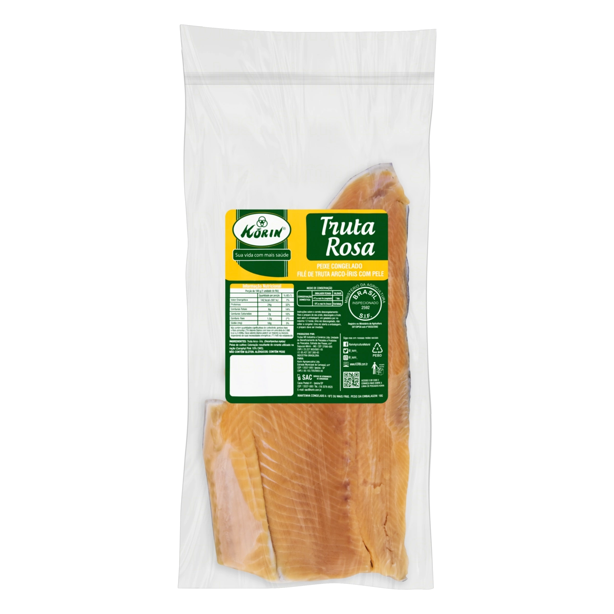 Filé De Truta Rosa Congelado Korin