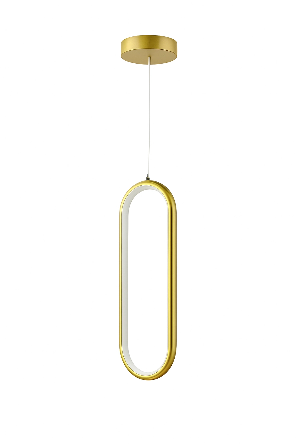 Pendente Moderno Oval Dourado 38cm Led 18w 3000k Bivolt 15768-pl