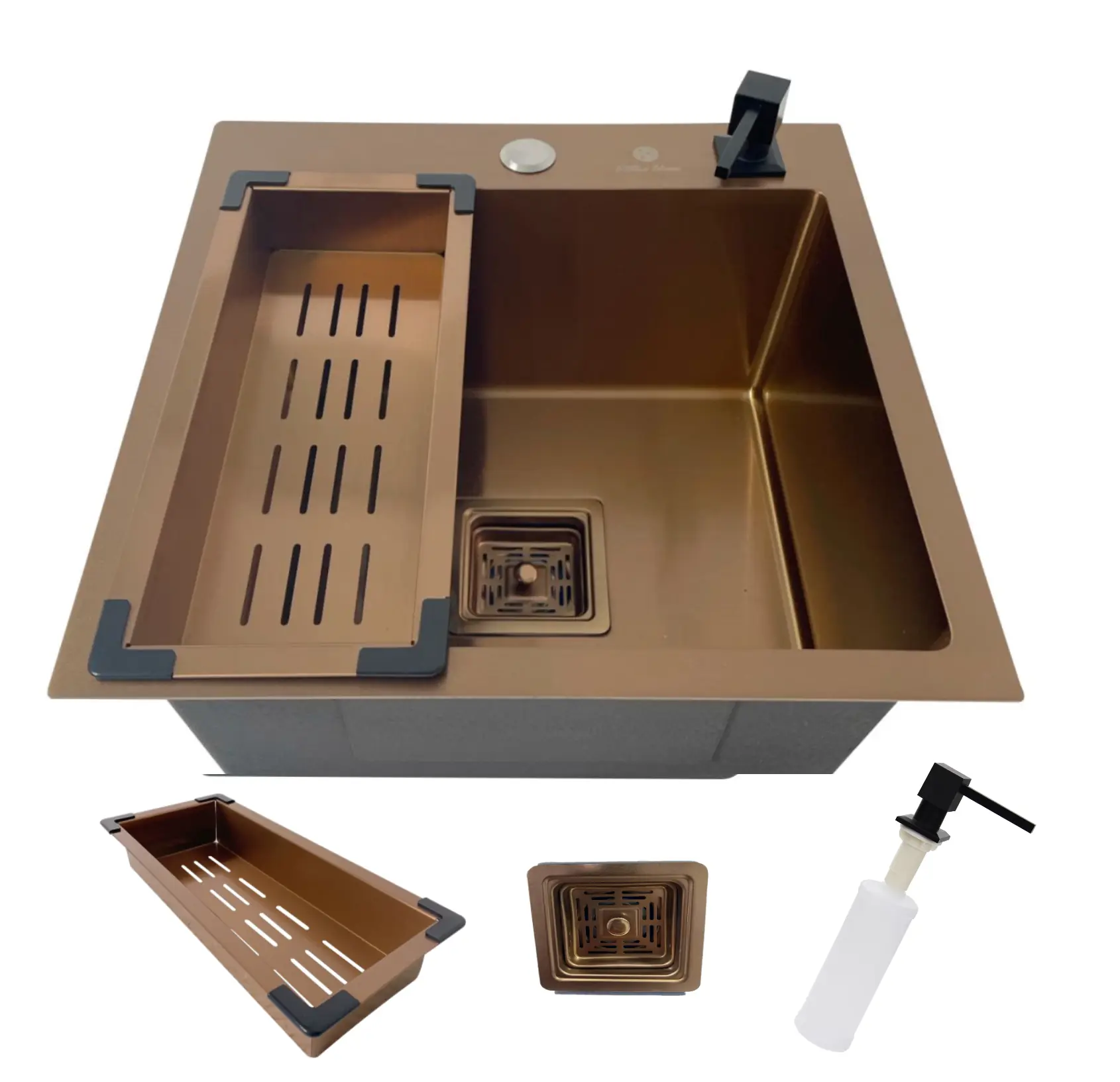 Cuba Gourmet Quadrada Aço Inox 304 Acessórios 44x44cm Rosê