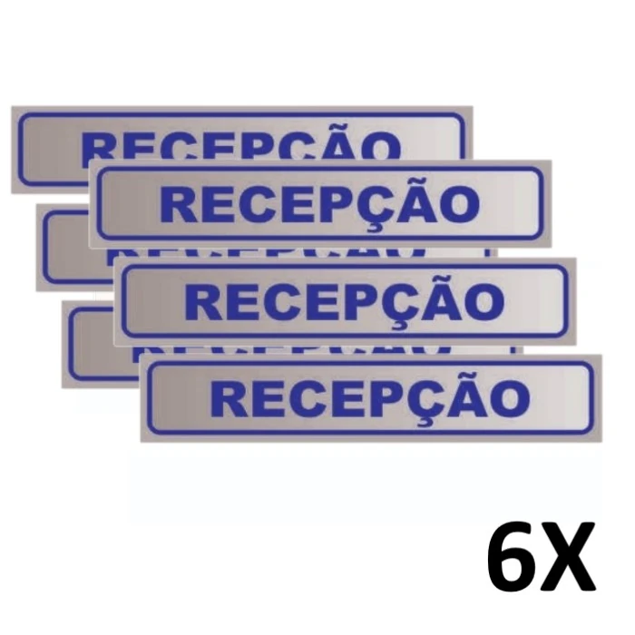 Kit 6 Placa De Aviso Sinalização Portas Recepção 25cmx5cm