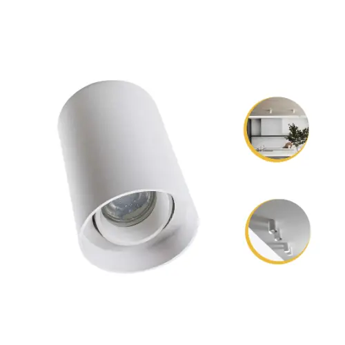 Kit 14 Spot Sobrepor Redondo Direcionável + 14 Lâmpada Mr16 - Branco - Bco Frio 6500k
