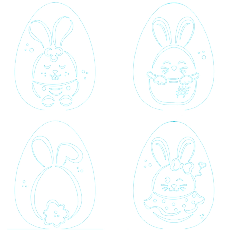 Kit Mini Stencils Coelhinhos Divertidos 4un 364071 Bluestar