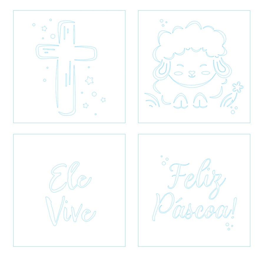 Kit Mini Stencils Pascoa Crista 4un 364095 Bluestar