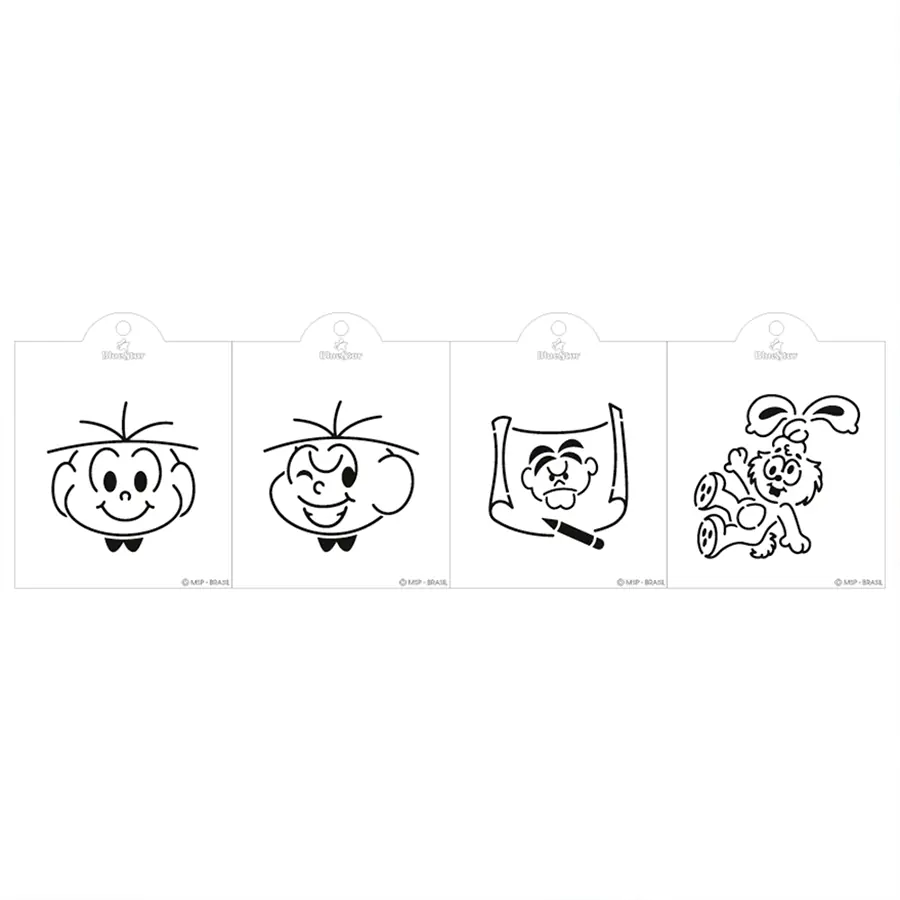Kit Mini Stencils Cebolinha 4pcs 389760 Bluestar