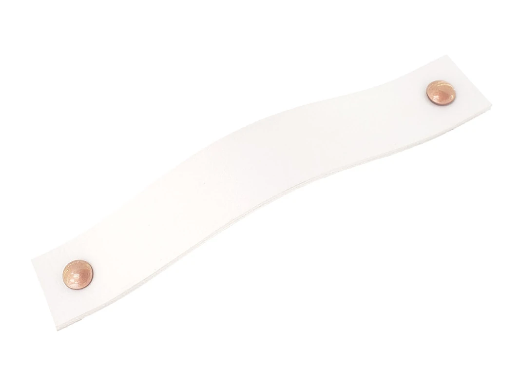 Puxador Full Parafuso - Textura De Couro Branco - Parafuso Rose Gold