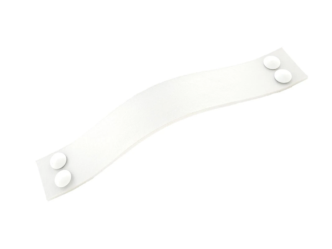 Puxador Four 4 Parafusos - Textura De Couro Branco - Parafuso Branco