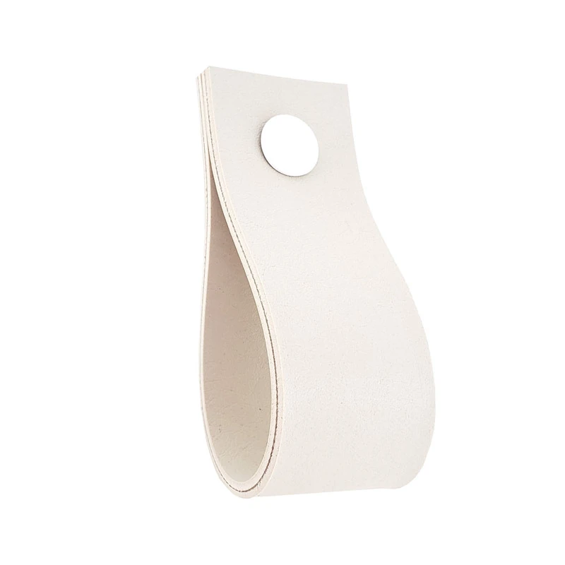 Puxador Doko Parafuso - Textura De Couro Creme - Parafuso Branco
