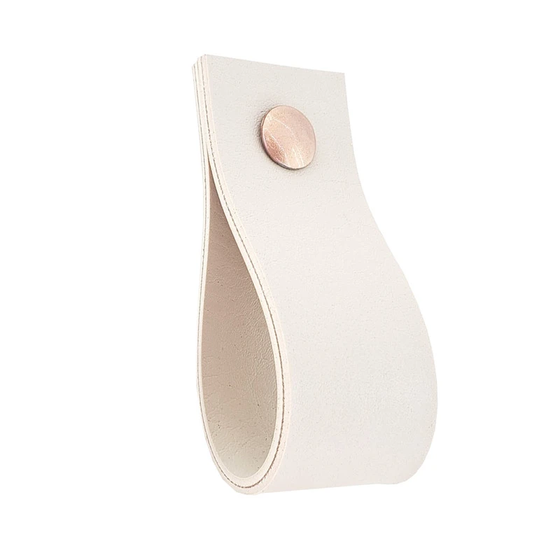 Puxador Doko Parafuso - Textura De Couro Creme - Parafuso Rose Gold