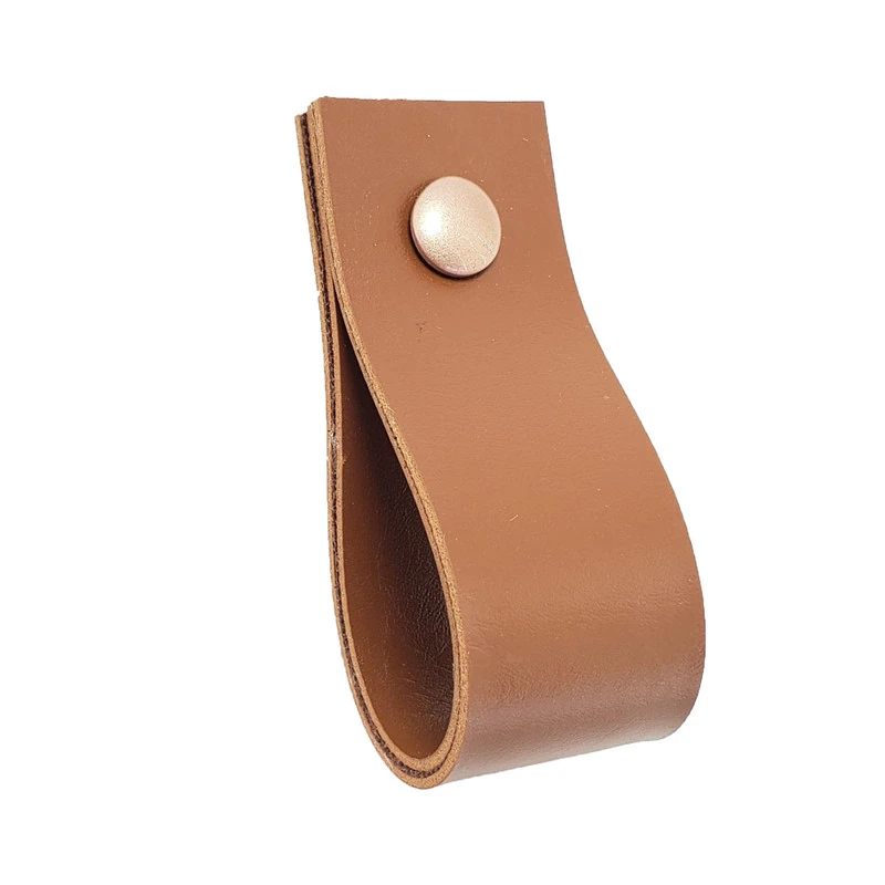 Puxador Doko Parafuso - Textura De Couro Marrom - Parafuso Rose Gold