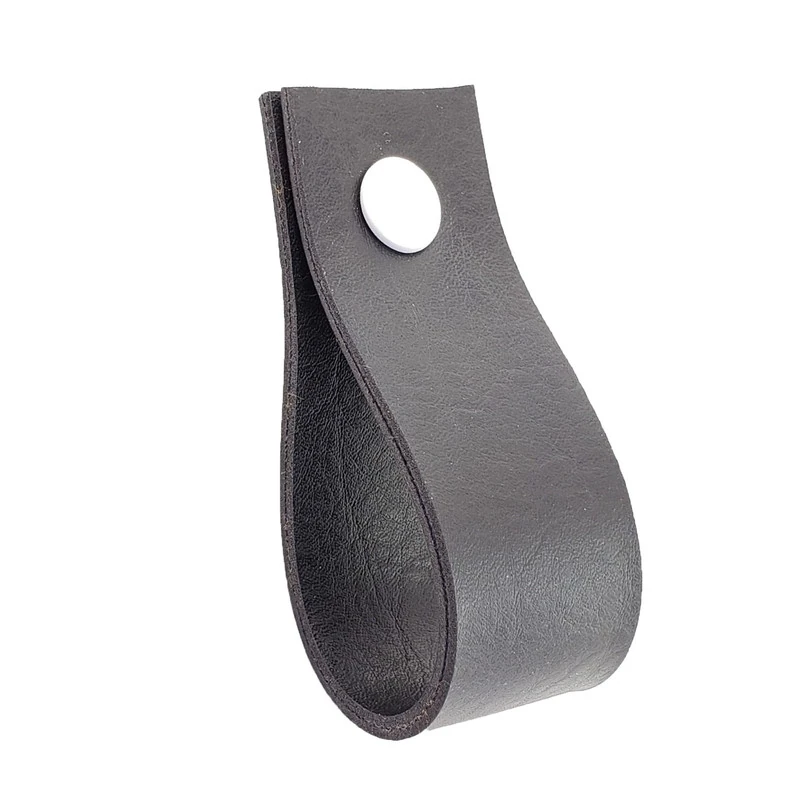 Puxador Doko Parafuso - Textura De Couro Preto - Parafuso Branco