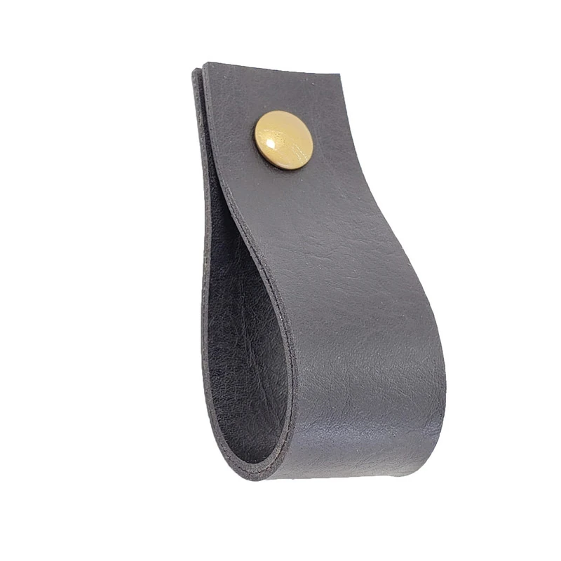 Puxador Doko Parafuso - Textura De Couro Preto - Parafuso Dourado
