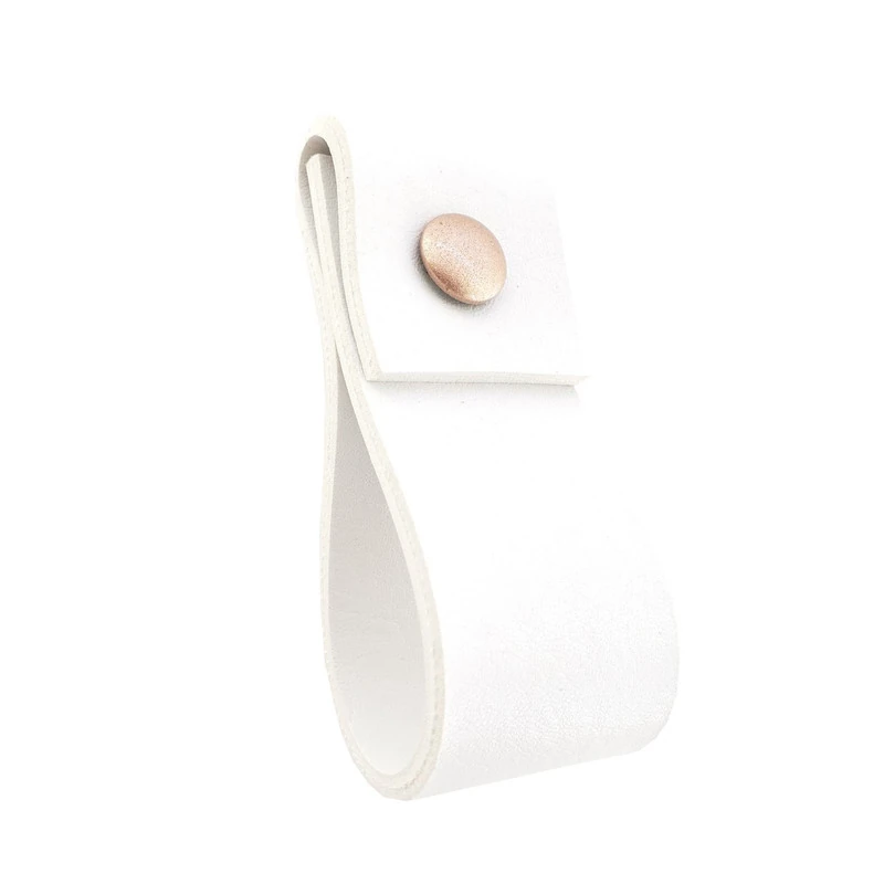 Puxador Doba Parafuso - Textura De Couro Branco - Parafuso Rose Gold