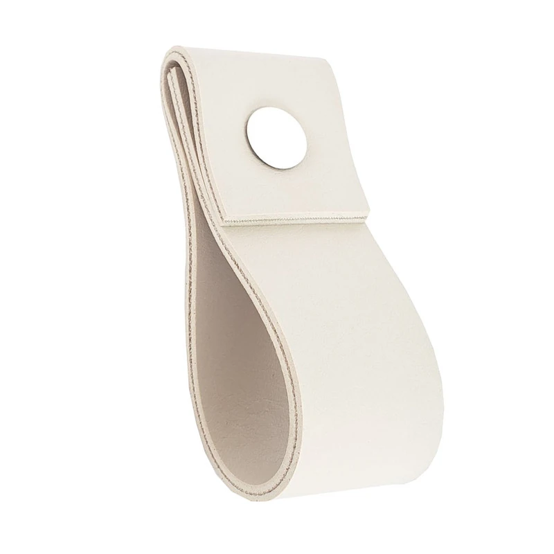 Puxador Doba Parafuso - Textura De Couro Creme - Parafuso Branco