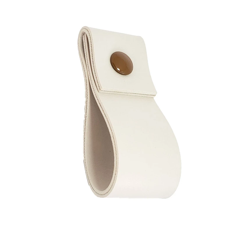Puxador Doba Parafuso - Textura De Couro Creme - Parafuso Marrom