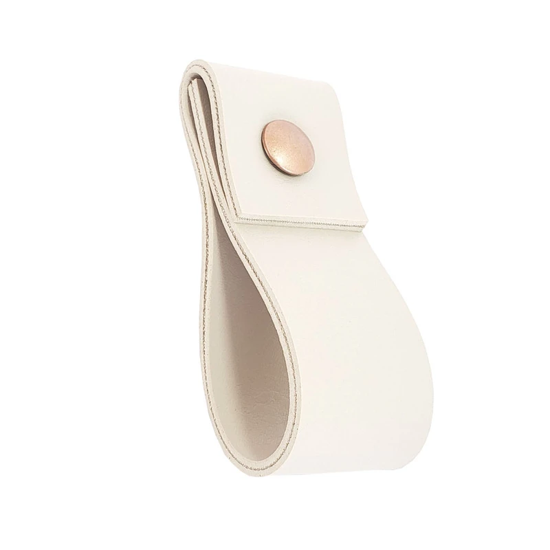 Puxador Doba Parafuso - Textura De Couro Creme - Parafuso Rose Gold